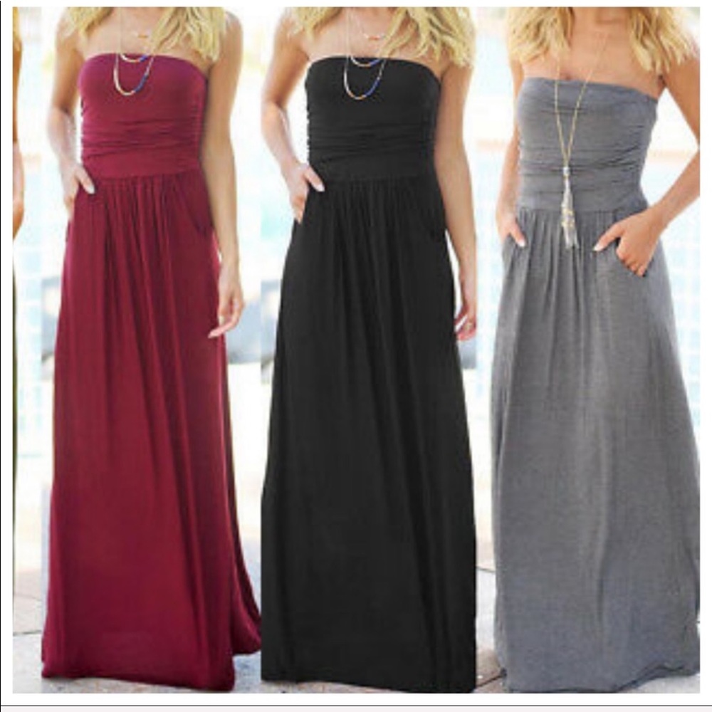 ✨LAST ONE✨Off white tube side pocket maxi dress - Picture 7 of 8